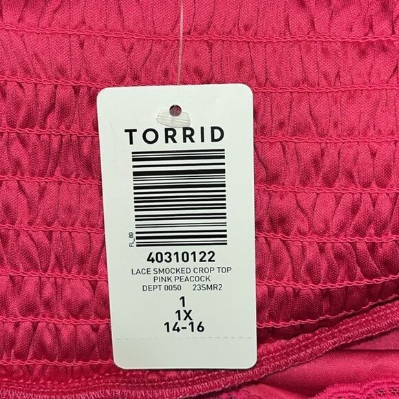 Torrid V-Neck Lace Smocked Sleeveless Crop Top - Picture 11 of 12